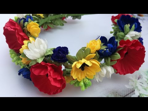 Видео: Веночек из искусственных цветов на ободке , часть 2/мк/ Wreath of artificial flowers on the rim