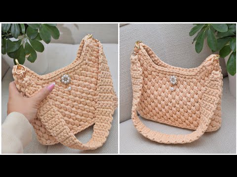 Видео: Crocheting a simple bag model with Corn pattern Вяжем простую модель сумки с узором Кукуруза