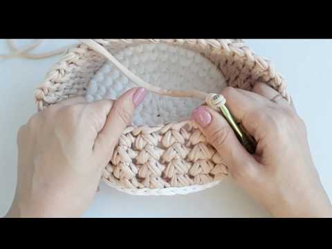 Видео: Узор для трикотажной пряжи"Снопики" | Узор для корзины, рюкзака, сумки из трикотажной пряжи