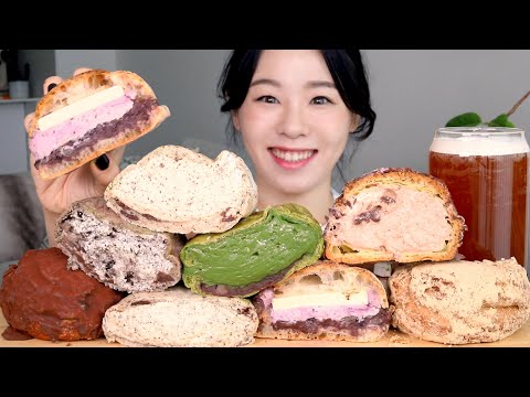 Видео: SUB) ASMR Уродливая пекарня Кремовый хлеб Мукбанг 🍞 Шоколад Зеленый чай Печенье Шу Слойка с кремом