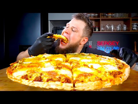 Видео: ПИЦЦА БОЛОНЬЕЗЕ, МНОГО СЫРА И МЯСА,  ASMR MUKBANG, АСМР МУКБАНГ, 먹방, 大食い, たべる, 谢尔盖