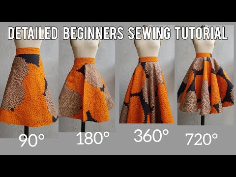 Видео: Как сшить юбку-клеш на 90, 180, 360 и 720 градусов | Юбка-клеш в четверть, половину, полную и дво...