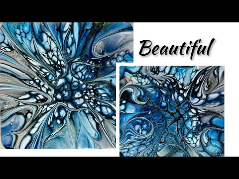 Видео: Красивые синие цветы, изготовление подставок, заливка акриловой краской (1664)