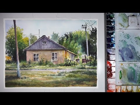 Видео: Акварельная пейзажная живопись: сербские дачи