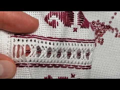 Видео: Мережка "панка"  та мережка "перевиті прутики " з бісером  для оздоблення рушничка .
