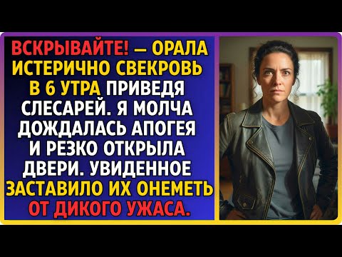 Видео: В 6 утра. Свекровь со слесарями ломится в мою дверь.  Я резко открыла двери..