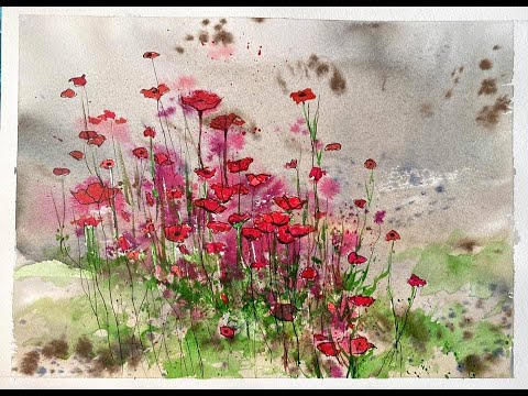 Видео: Lois' Paint Simple, Beautiful Watercolor Poppies, Freest Paint & Watercolor Floral (демонстрация)