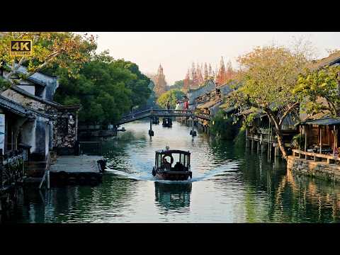 Видео: Самый красивый древний водный город Китая: природа и история, спокойная зима | Учжэнь