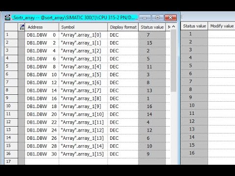 Видео: Simatic Step7 - сортировка массива - STL