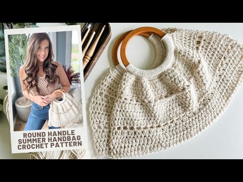 Видео: Летняя сумочка с круглой ручкой — бесплатный узор для вязания крючком