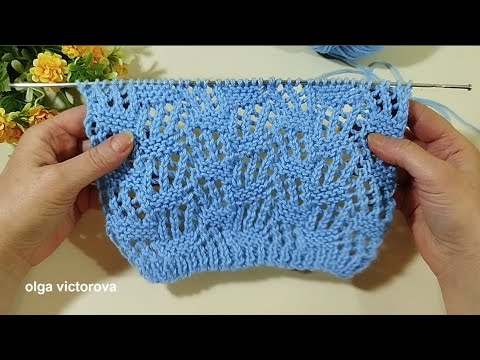 Видео: АЖУРНЫЙ УЗОР СПИЦАМИ Вязание Узоры спицами Knitting patterns