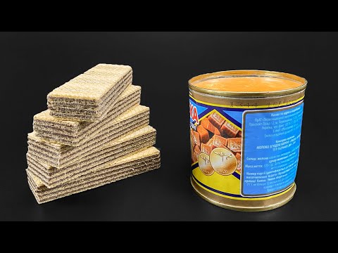 Видео: Готов за 5 минут, кушайте сразу! Вкусный рецепт только из вафель и сгущенки