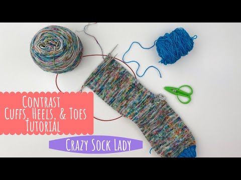 Видео: Как сделать контрастные пятки, носки и манжеты — Crazy Sock Lady