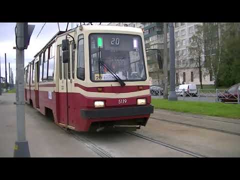 Видео: трамвай Санкт-Петербурга : ЛВС86К 5119 по 20