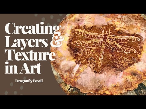 Видео: СОЗДАНИЕ СЛОЕВ И ТЕКСТУР В ИСКУССТВЕ — Использование коллажа и трафаретов — Ископаемая стрекоза