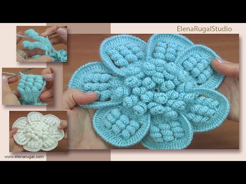 Видео: Вязаный крючком цветок со спиральками Урок 175