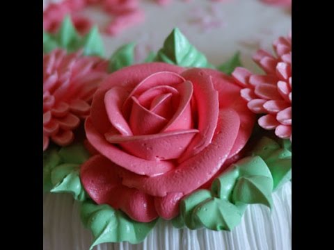 Видео: Кремовая роза. насадка 123 - "изогнутая роза". cream rose . Wilton Number 123