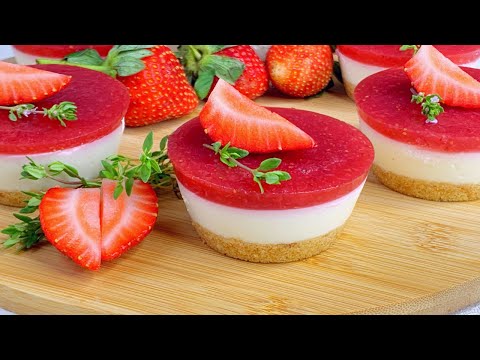 Видео: Мини-чизкейки с клубничным конфи без выпечки❤️Mini cheesecake