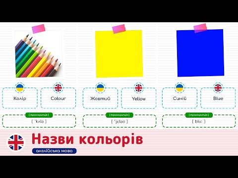Видео: Назви кольорів англійською мовою. Англійська мова для початківців.