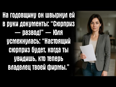 Видео: На годовщину он швырнул ей в руки документы_ “Сюрприз — развод!” — Юля усмехнулась_ “Настоящий
