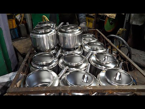 Видео: Процесс серийного производства чайников со свистком. Завод по производству нержавеющей стали в Корее