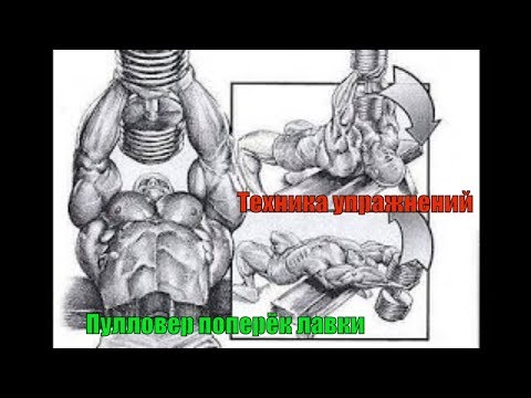 Видео: Пулловер с гантелью или изогнутым грифом, лёжа поперёк лавки