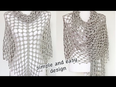 Видео: Как связать легкую женскую шаль крючком простым стежком и чудесным результатом.