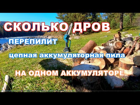 Видео: Сколько дров можно распились цепной аккумуляторной пилой