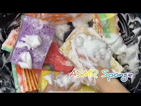 Видео: АСМР Губки, мыльная пена и полоскание губок. ASMR Sponges, soap foam and sponge rinsing.
