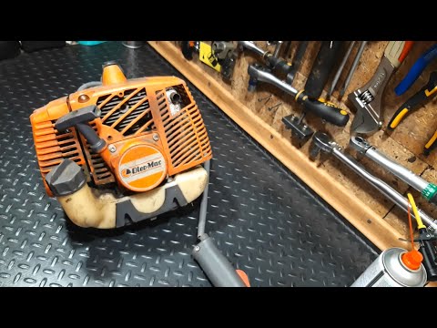 Видео: Бензокоса Oleo Mac 44 - кепсько запускається, давиться при натисканні на газ