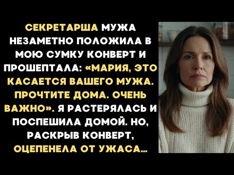 Видео: Секретарша мужа незаметно положила в мою сумку конверт, но, раскрыв его, я оцепенела от ужаса…