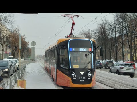 Видео: Поездка на трамвае 71-639 «Кастор» 864, маршрут 6, Екатеринбург