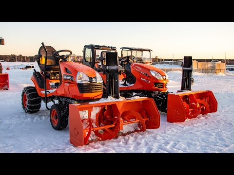 Видео: Kubota T2290 против GR2120! Версия со снегоочистителем!