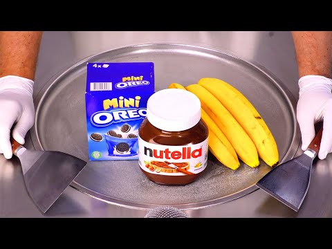 Видео: АСМР | Как приготовить мини-орео, нутеллу и банан — роллы с мороженым | Удовлетворительно