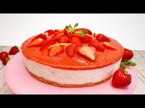 Видео: Клубничный чизкейк без выпечки! Такой десерт сметут за минуту! Творожный десерт без выпечки!