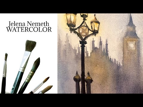 Видео: Уроки рисования для начинающих, городской пейзаж акварелью. Лондон