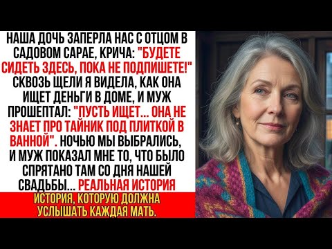 Видео: Наша дочь заперла нас в сарае, чтобы взять всё. Но муж прошептал «Я спрятал всё под плиткой в ванной