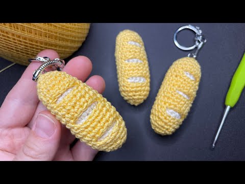 Видео: Хліб гачком | Багет гачком | хлеб крючком | crochet bread | амігурумі | амигуруми | брелок крючком