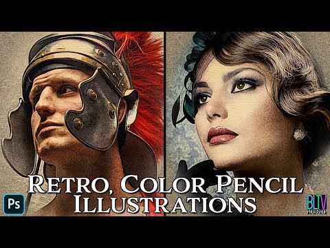 Видео: Photoshop: создание иллюстраций ЦВЕТНЫМИ КАРАНДАШАМИ из ФОТОГРАФИЙ