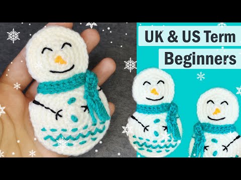 Видео: Снеговик Орнамент крючком / Вязание елочных игрушек крючком / Вязание елочных игрушек крючком