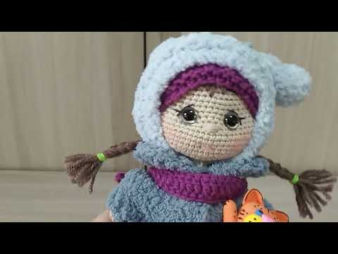 Видео: МК "Кукла Дашутка" крючком//Меховая шапка.