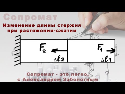 Видео: Удлинение стержня при растяжении сжатии. Расчет стержня на жесткость
