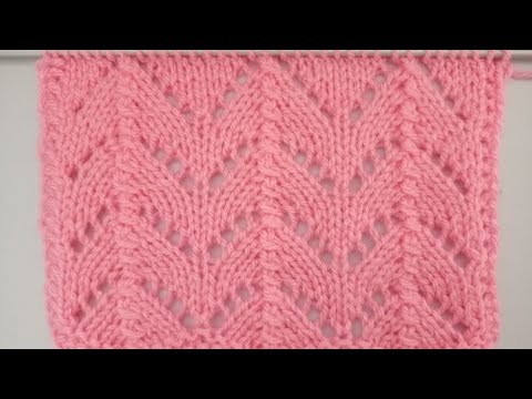 Видео: Ажурный узор спицами поворотными и круговыми рядами. Схема.