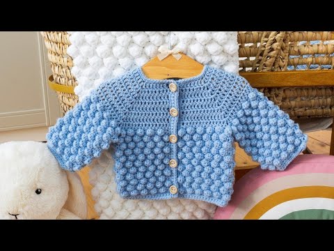 Видео: Учебное пособие по вязанию детского кардигана крючком Bobble Stitch (подробно, шаг за шагом!)