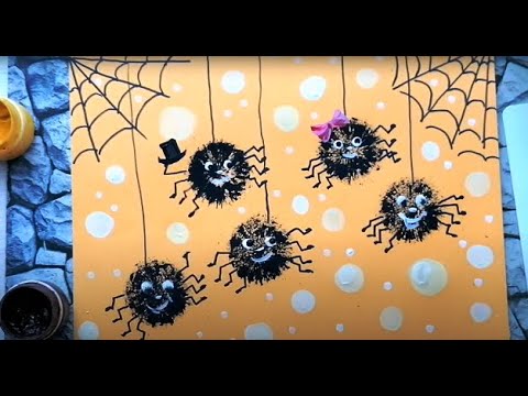 Видео: Семейка паучков. Нетрадиционное рисование.