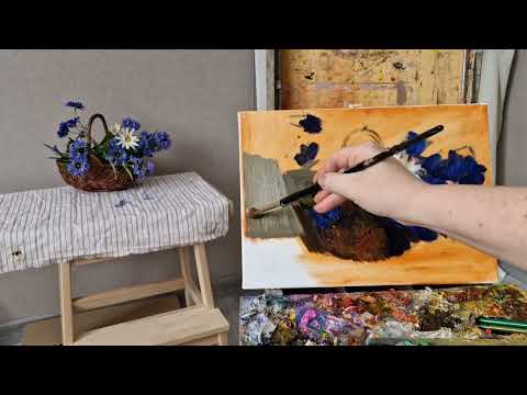 Видео: Летнее настроение. Этюд с васильками.