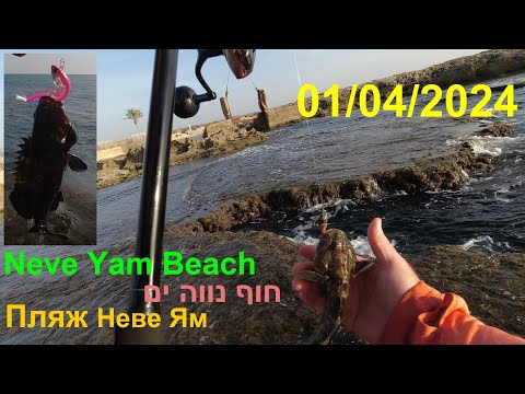 Видео: 4K 01/04/2024 Neve Yam Beach חוף נווה ים пляж Неве ям דיג рыбалка fishing