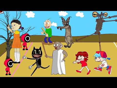 Видео: Игра в кальмара ( Squid Game ) : Granny , Baldi , Картункэт , Сиреноголовый , Шлёпа + FNF