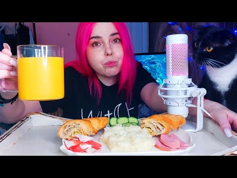 Видео: Домашний мукбанг /пюре,слойка косичка,крабовое мясо/mukbang