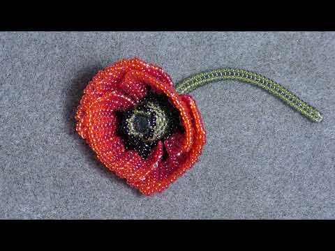 Видео: Tutorial: Beaded Poppy Flower/seed head. Part 1. МК  Мак из бисера.